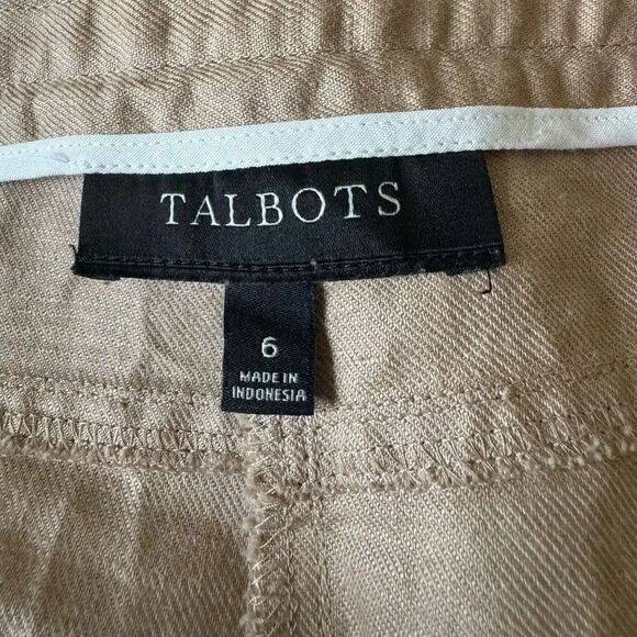 TALBOTS Women's Roll Cuff Tie Waist Pants Sz 6 Linen Cotton Blend Casual Safari - Picture 7 of 7